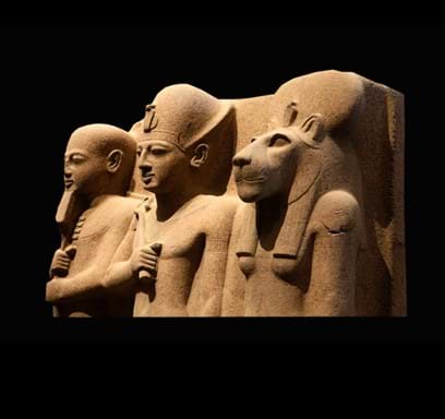 Statue of God Ptah, King Ramesses II  and Goddess Sekhmet